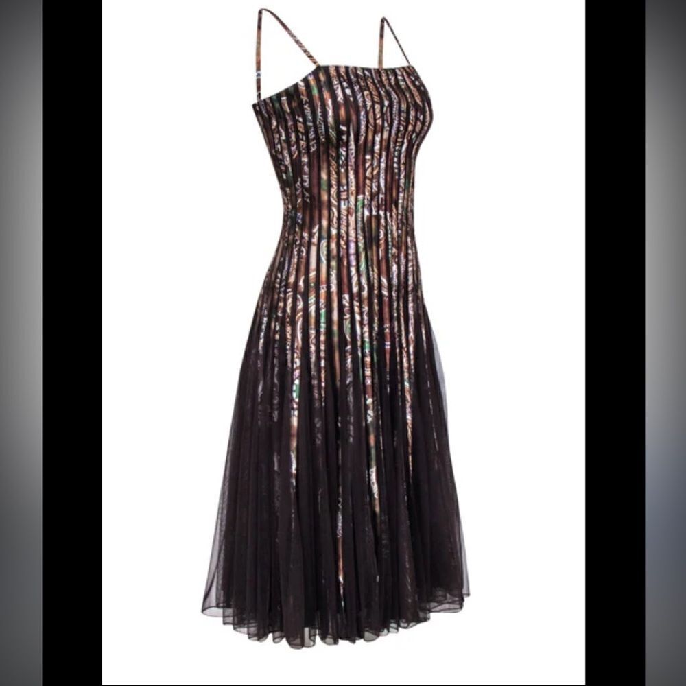 Cache vintage 90’s midi cocktail dress brown sexy back zip US 6 - Picture 3 of 12